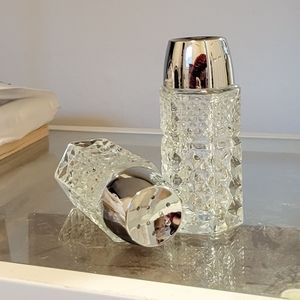 Vintage Anchor Hocking Wexford crystal salt + pepper shakers